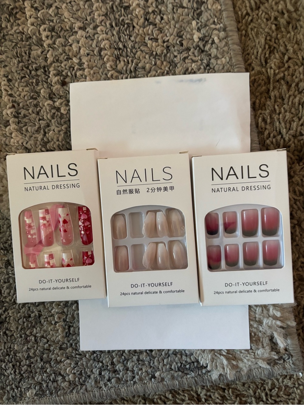 Natural Dressing Pink Ombre & Floral Press-On Nail Set - 24pcs